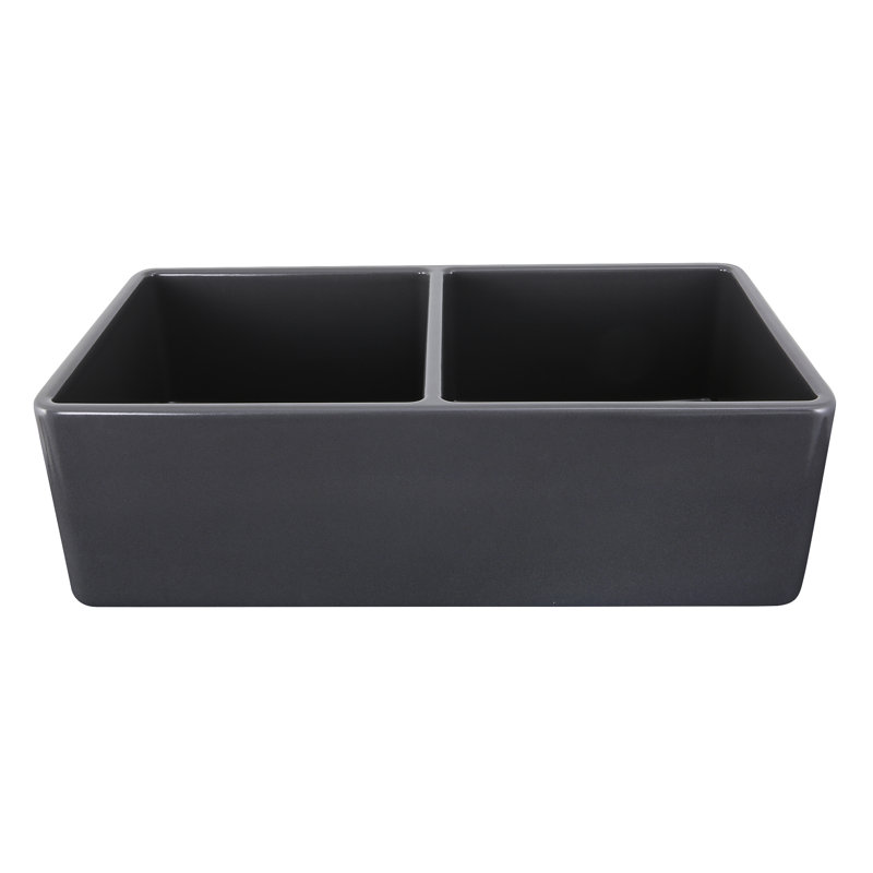 Cape 33.25'' L Double Basin Kitchen Sink, Bluff Gray