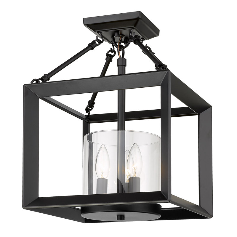 Averee Glass Semi Flush Mount, Matte Black