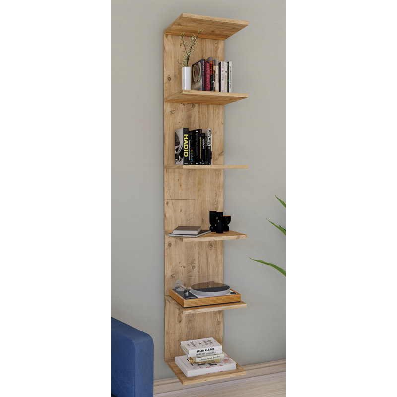 Alyisha 180cm H x 35cm W Standard Bookcase, Brown