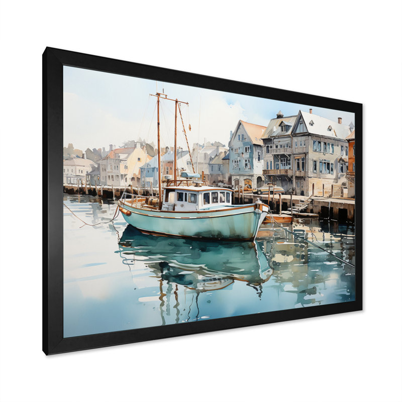 Port Harbor Reflections, Cadre photo noir, H 16 po x l 32 po x P 1 po