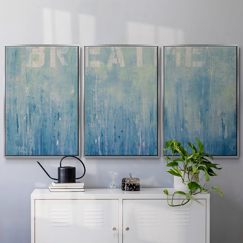 " Just Breathe " 3 - Pieces, 40" H x 78" W x 2" D, Silver