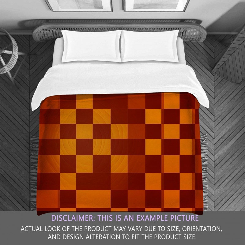 Machine Printed Comforter, Orange/Red Checkered, Queen Comforter