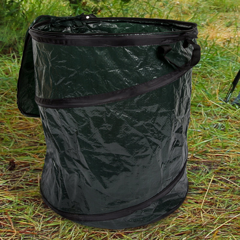 Poubelle escamotable extérieure 33 gallons - Support de poubelle pliable et sac de poubelle pour cour
