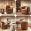 Fauteuil demi-tonneau pivotant en similicuir - aucun assemblage requis-1546108903