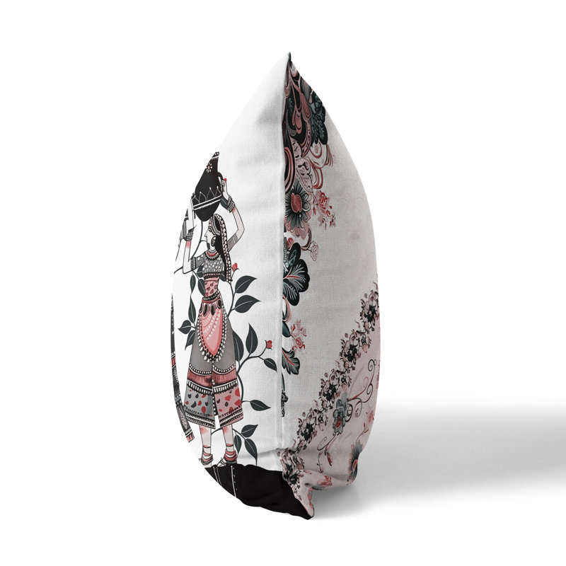 Coussin Water Bearers, Gris / Rose, H 26 po x l 26 po
