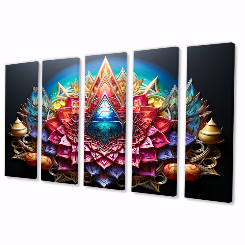 Ensemble de 5 pièces de décoration géométrique arc-en-ciel cosmique, H 28 po x l 60 po