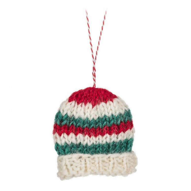 Ornement bonnet tricoté rayé