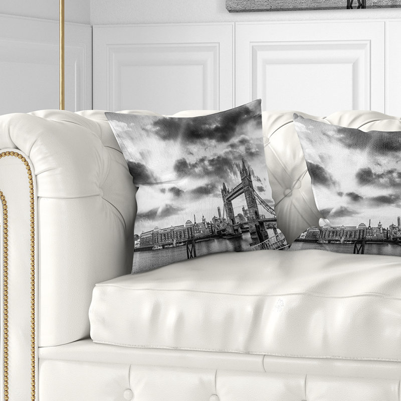 Oreiller de londres panorama cityscape view of london, 18 po x 18 po, Coussin décoratif