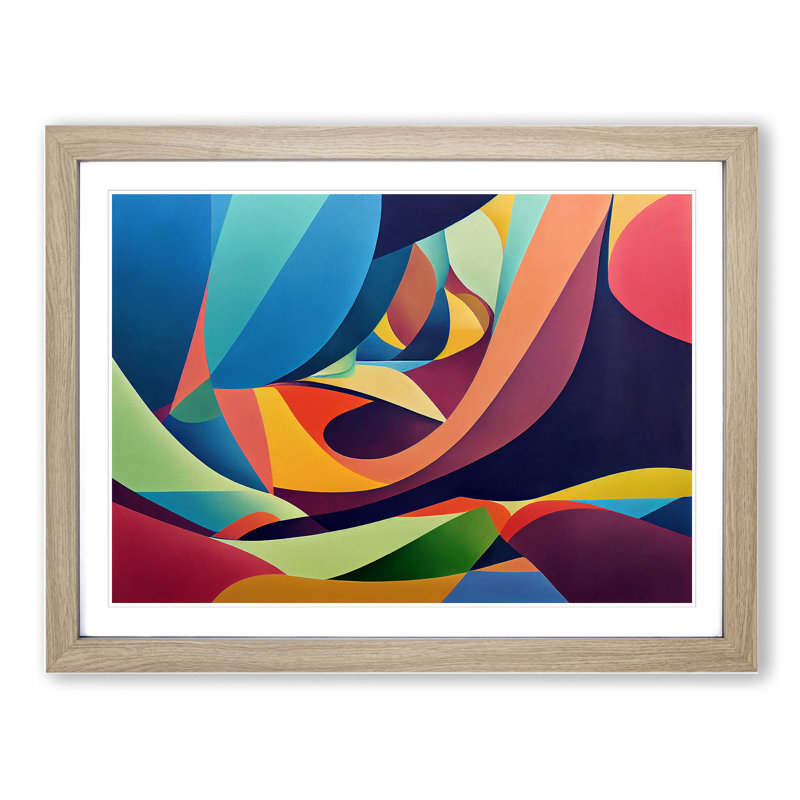 Blooming Modern Abstract Art 1 Piece Single Picture Frame Wall Art, 46cm H x 64cm W x 2cm D, Oak