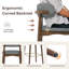 Tabouret de bar moderne à hauteur de comptoir avec dossier, non pivotant, pieds en bois d'hévéa massif et repose-pieds en métal bronze-123098462-131231055-131231056