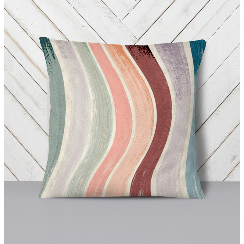 Throw Pillow With Insert, Multi Striped/Abstract 5, 18"H x 18"W