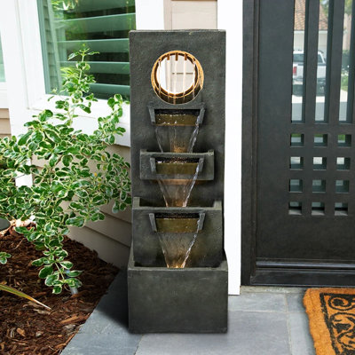 Mujdat Indoor Outdoor Acrylic Weather Resistant Floor Fountain with Lights