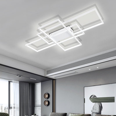 Raffa 3-Light Neutral Style Rectangular LED Semi Flush Mount Ceiling Light