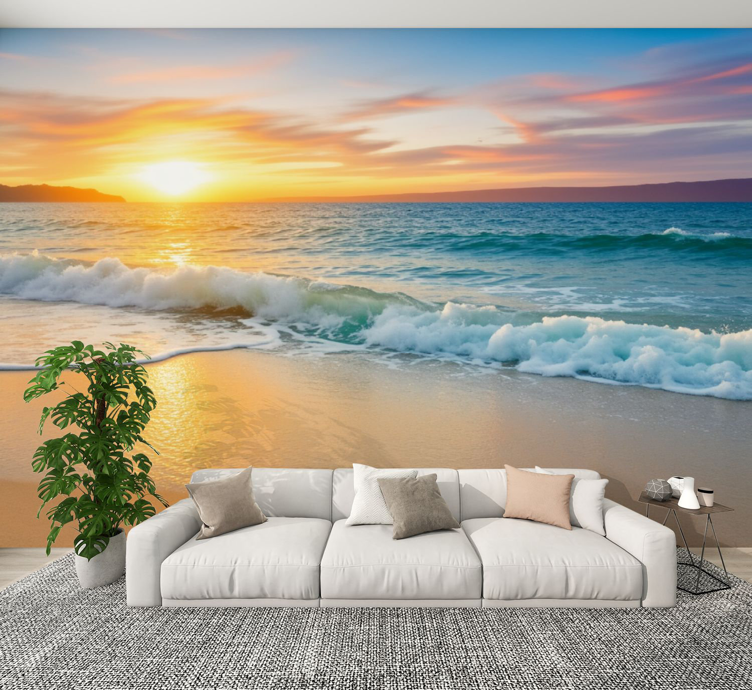 Red Barrel Studio Peel and Stick Wallpaper Serene Ocean Waves Sunset ...