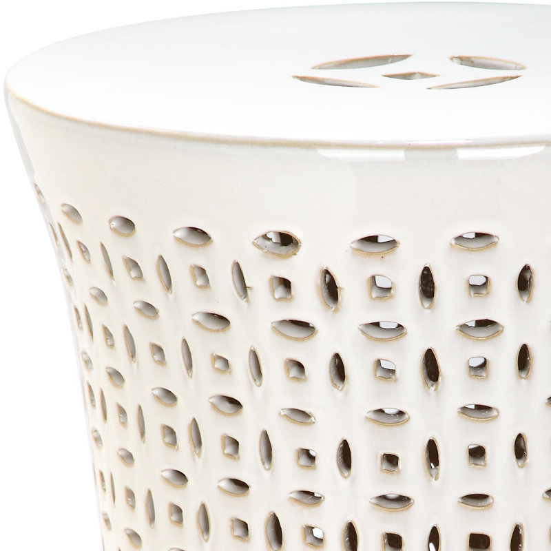 Tabouret de jardin en céramique Alondo, Crème