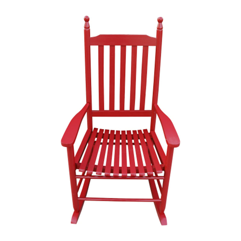 Chaise berçante en bois, Rose rouge