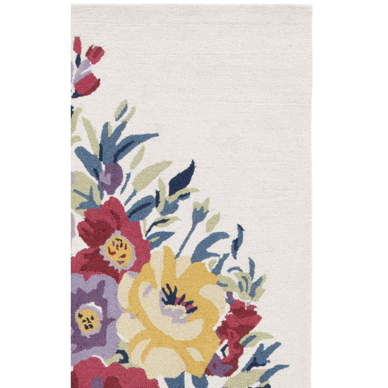 Chelsea Hand Tufted Wool/Cotton Floral Rug in Ivory/Rose, Runner 2'3" x 8'