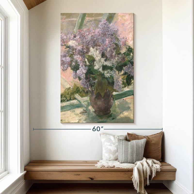Harnek lilas dans une fenêtre, H 51 po x l 34 po