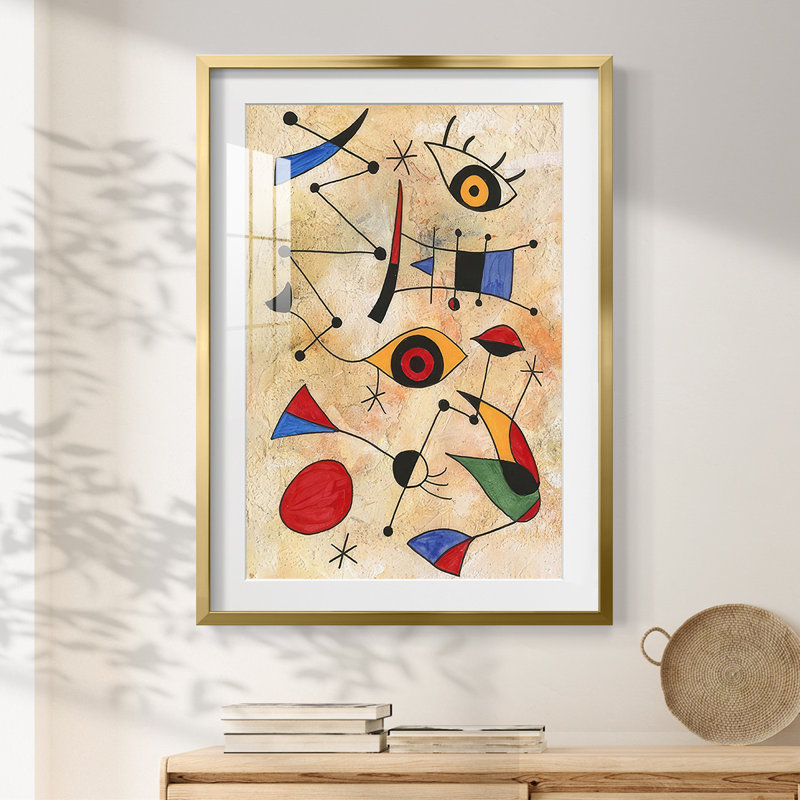 Miro Memoirs IV - Impression encadrée, H 25,5 po x l 17,5 po, Doré
