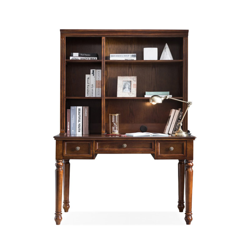 Nut-brown Rectangular Solid + Manufactured Wood desk, 30.71" H x 51.18" W x 23.62" D