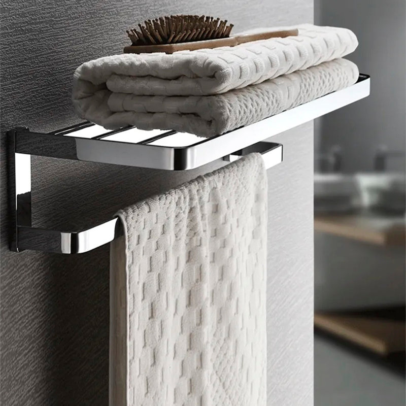 Wall Mounted Towel Shelf, Brushed Nickel
