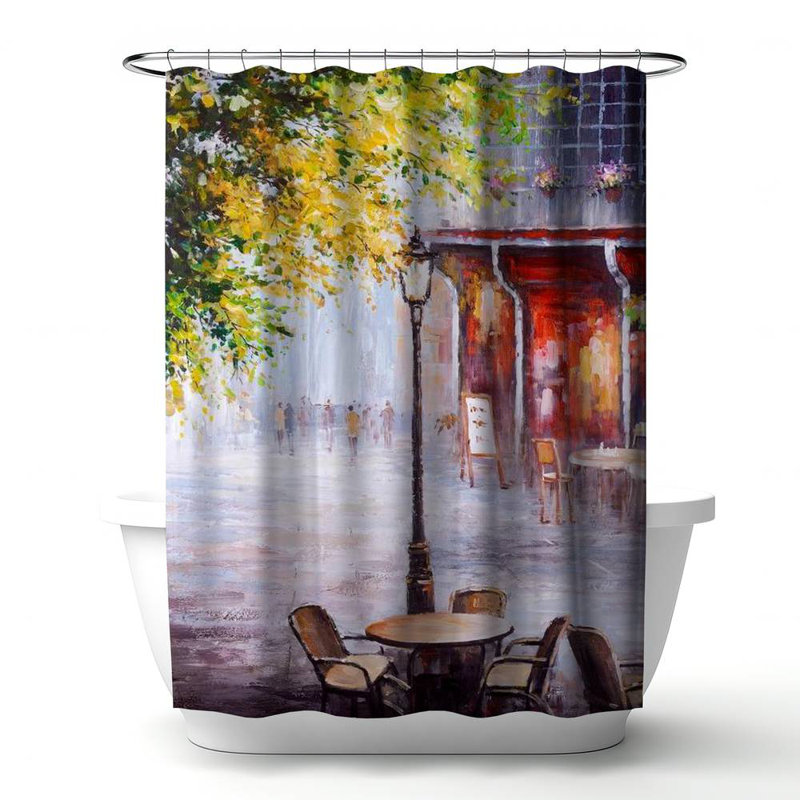 Shower Curtain ST6 – Polyester Shower Curtain, Dye Sublimation Print, 71" W × 74" L