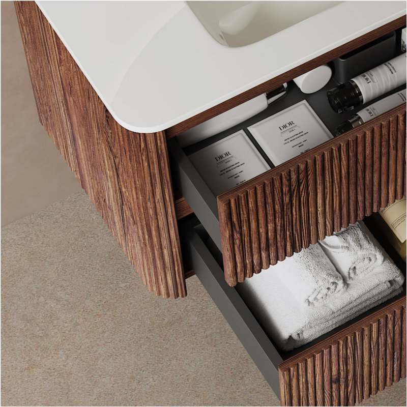 Meuble-lavabo rétro 36 "en noyer avec lavabo