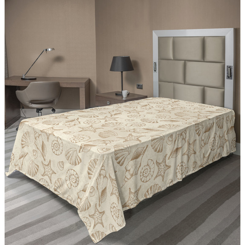 Drap plat Ambesonne Seashells, Drap plat pour lit simple