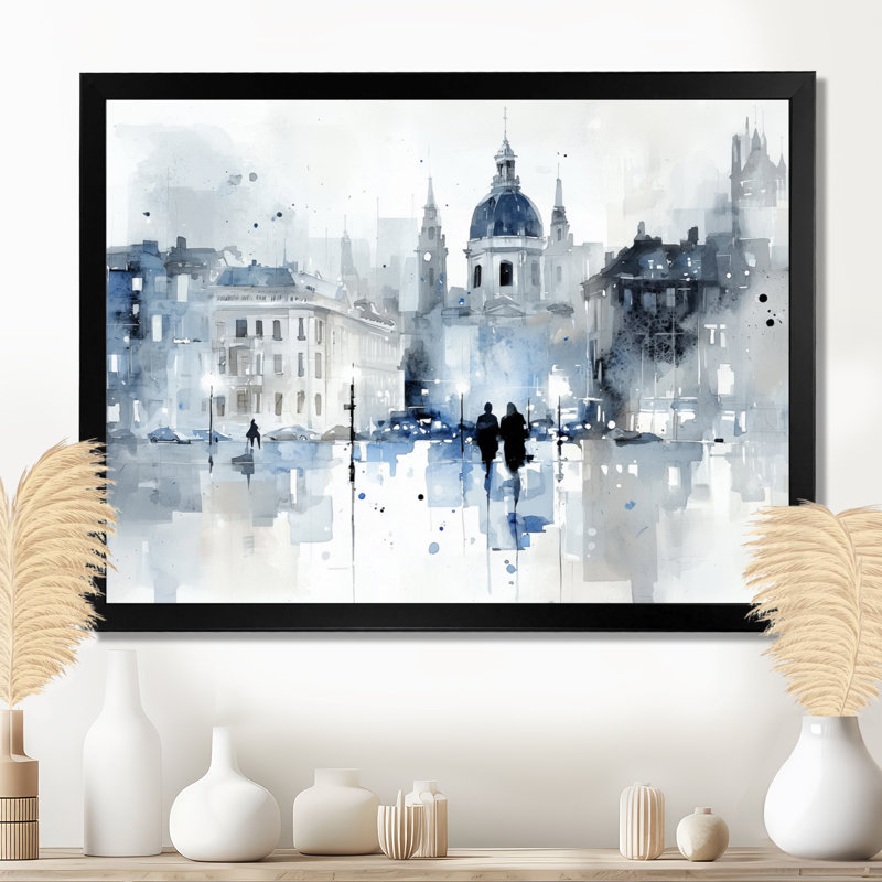 «Vienna Soft Romantic Cityscape», reproduction d'art mural de Vienne, Reproduction encadrée d'une seule photo sans pass, Noir