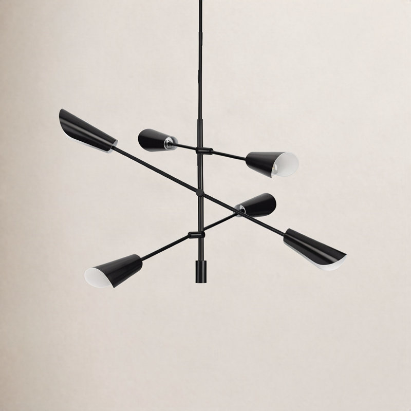 Circe 6 - Light Steel Dimmable Modern Linear Chandelier, Matte Black