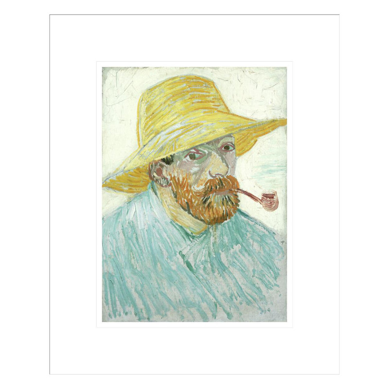 Autoportrait avec tuyau et chapeau de paille par Vincent van Gogh, H 16,75 po x l 13,72 po