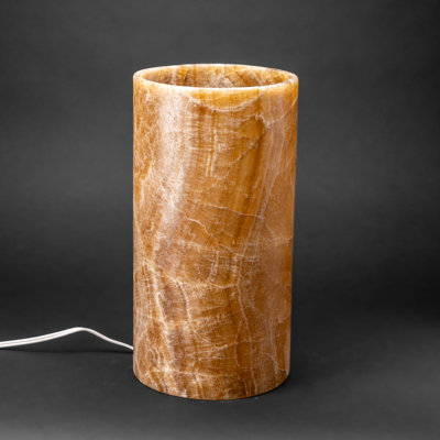 Lampe onyx brune véritable à bandes rondes (14 po, 11 lb)