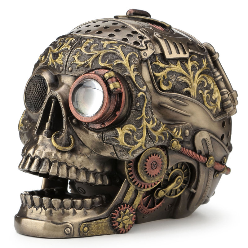Tête de mort décorative 5,91 po L Steampunk avec mâchoire mobile, résine de polyester