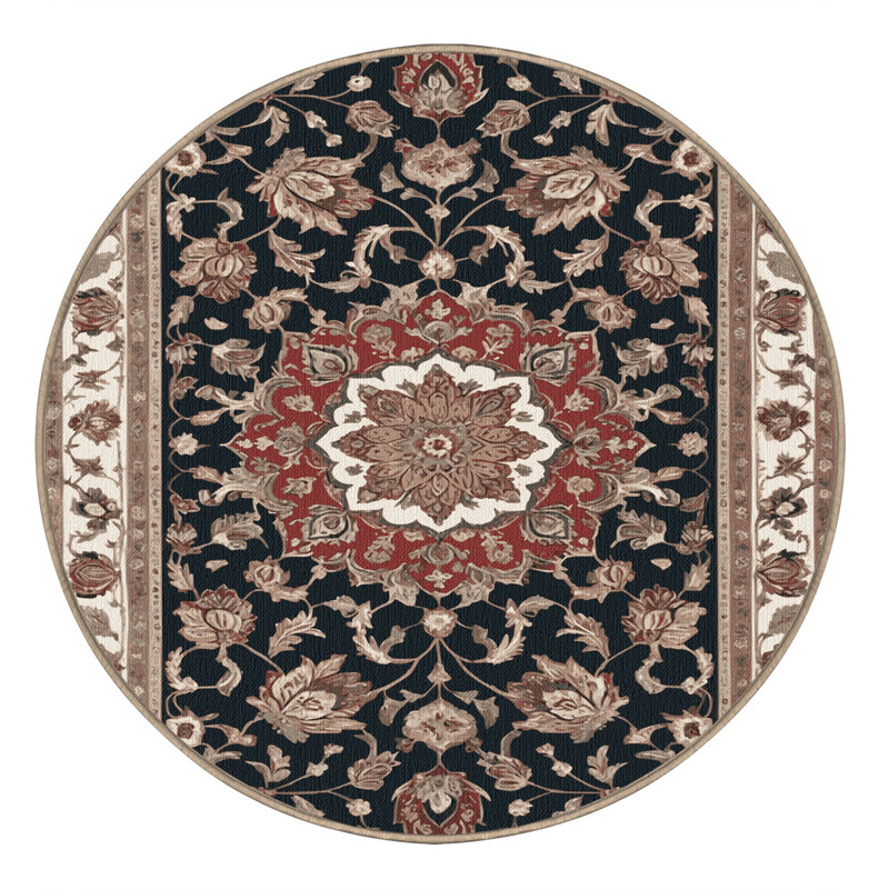 Tapis brun lavable à la machine, Rond 6 pi x 6 pi