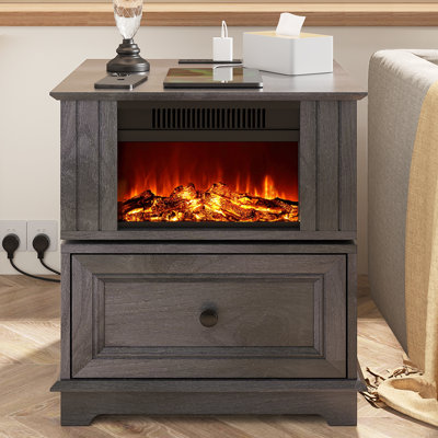 Aldama 23" Tall End Tables with Drawer and Built-in Outlets