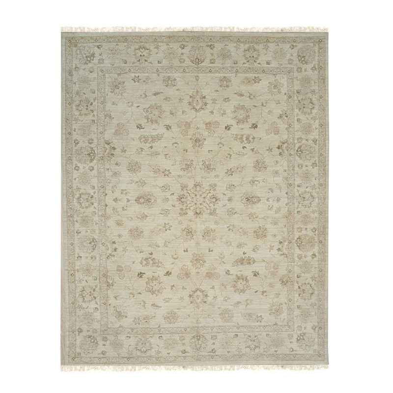 Beige Hand Knotted Wool Rug