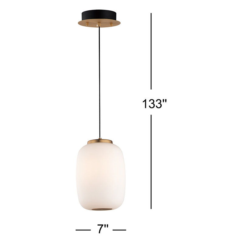Luminaire suspendu simple à intensité variable 1 lumière Kace , H 10,75 po x l 7 po x P 7 po