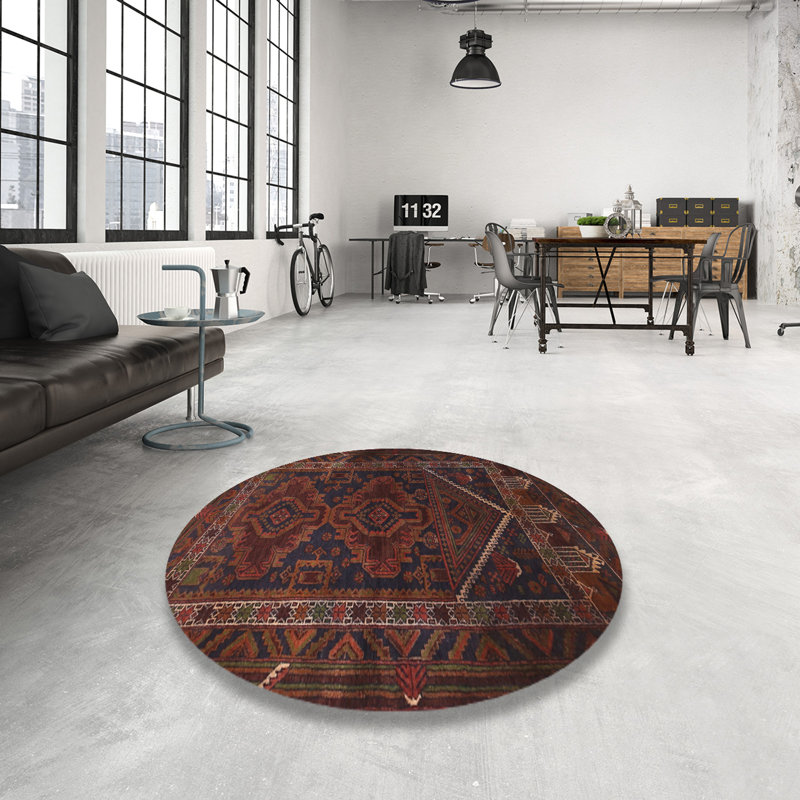 Tapis traditionnel noir/rouge/bleu Bursten, Rond 4 pi