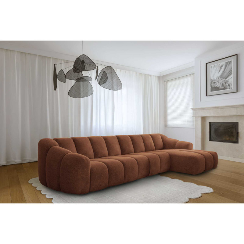 Shell Corner Sofa , Orange, 6, Right Hand Facing