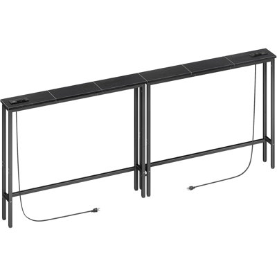2 Pack 5.9" Narrow Console Sofa Table with Power Outlets, Total 78.8” Long Behind Couch Table