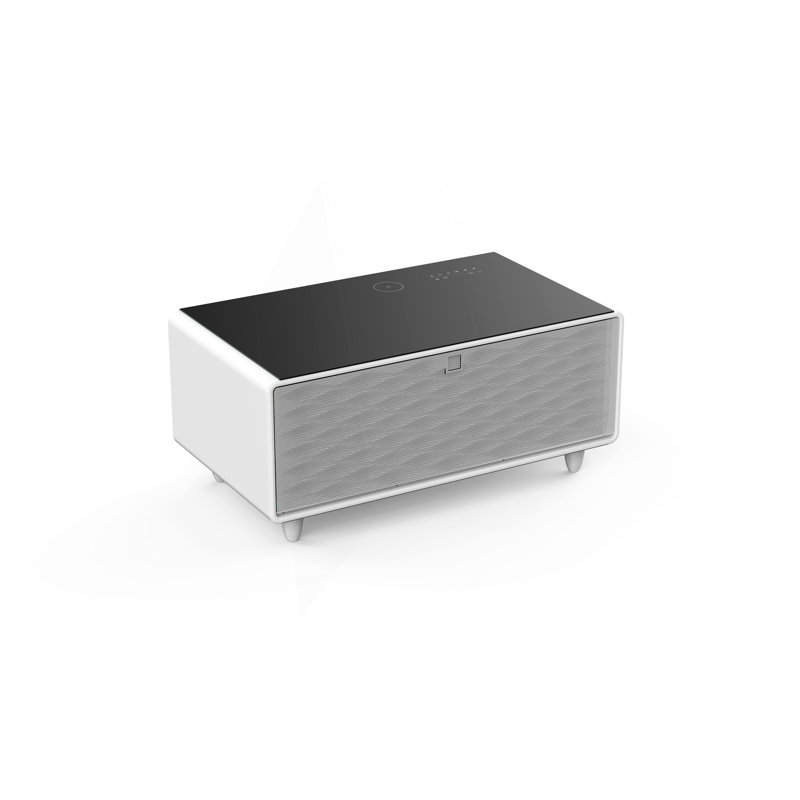 Table basse de style moderne avec affichage à DEL et couleur blanche, Blanc