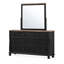 Ensemble de chambre avec grand lit 4 pièces Ginie, table de chevet USB, miroir, bois brun noir