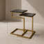 Ensemble de 2 tables gigognes carrées en forme de C avec plateaux en marbre noir et pattes dorées