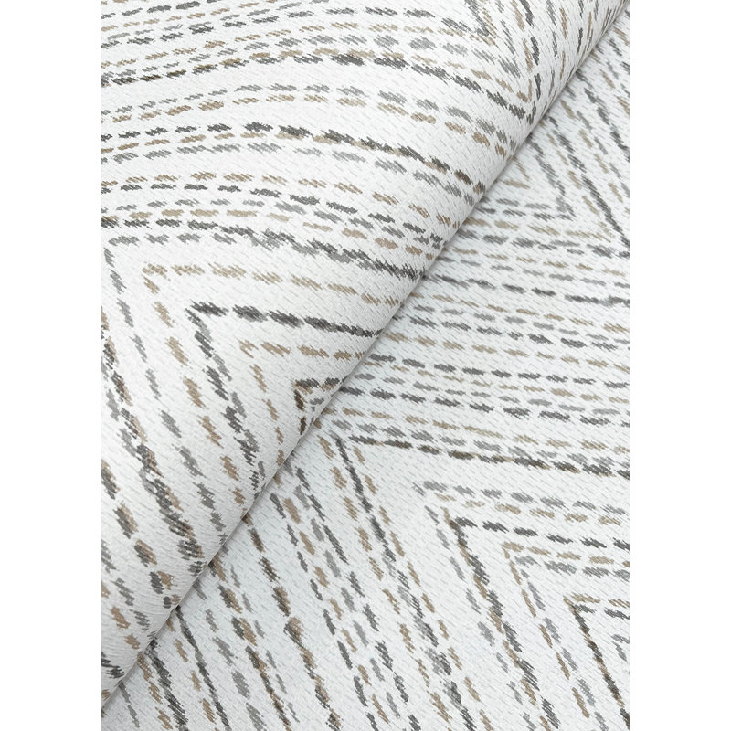 Lainey Green Stitched Chevron Wallpaper, Gray