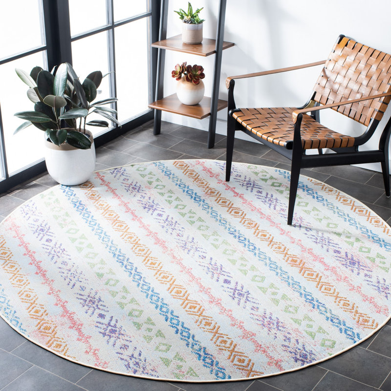 Odysseus Performance Southwestern Indoor/Outdoor Area Rug, Round 6'7"