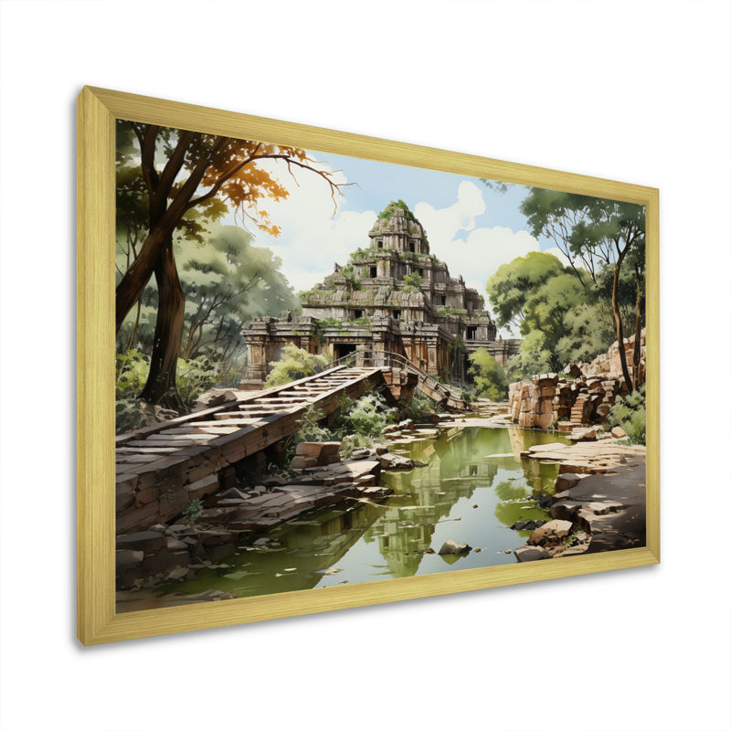 " Thailand Ancient Ruins I ", Gold Picture Framed, 34" H x 44" W x 1.5" D