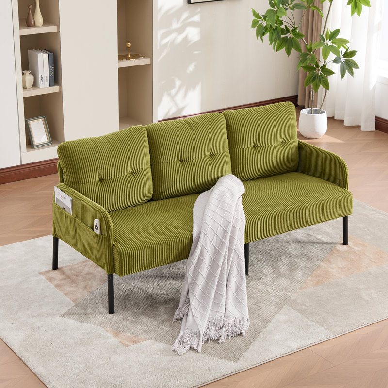 Causeuse surdimensionnée, canapé moderne et moelleux à deux places, Vert olive