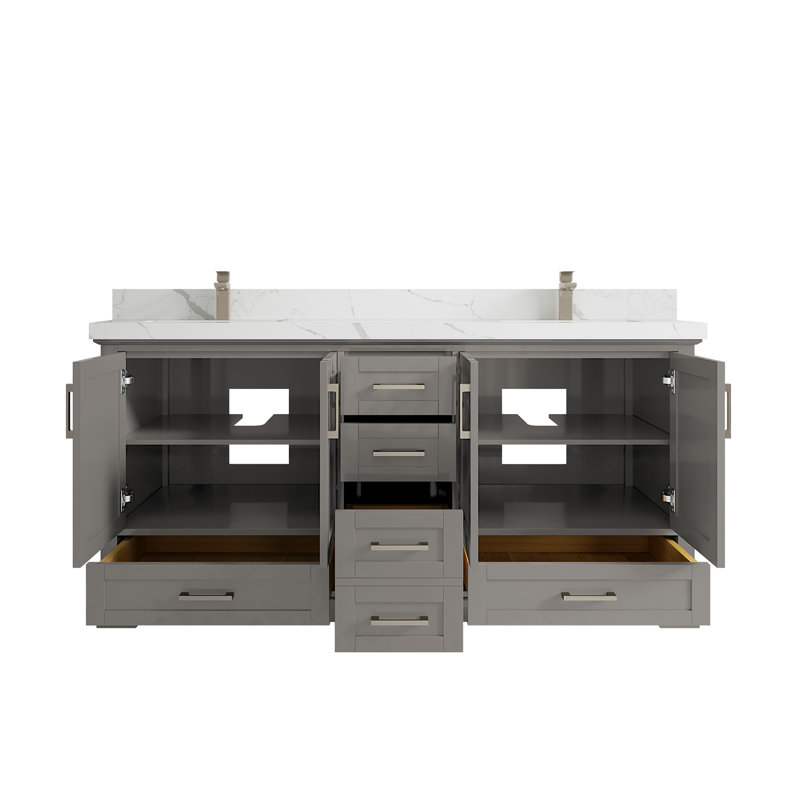 Ensemble de meuble-lavabo double 72 po Esin, Calacatta Laza