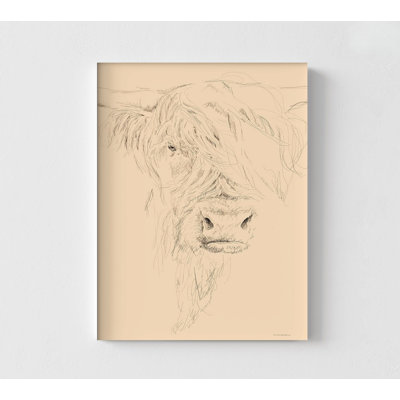«Hairy Sally» par Kamdon Kreations, affiche de croquis de vache, décor de maison de campagne rustique, décor de vieille vache champêtre, idée de cadeau de cow-boy, impression d'art de ferme