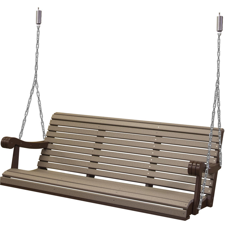 Balancelle Fleurette Poly Grandpa, Bois vieilli / chocolat